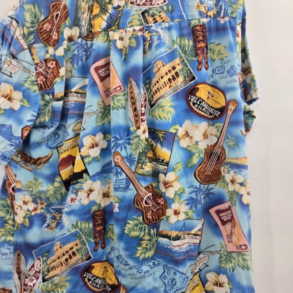 Vintage High Surf Hawaiian Aloha Blue Short-Sleeved Shirt 100% Cotton Medium - Picture 5 of 6